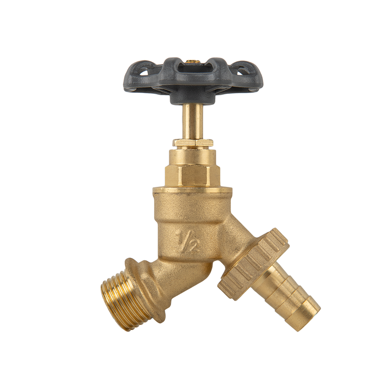 Kran mosiężny GZ 1/2" x GZ 3/4" do węża 13 mm z okrągłą rączką ROUND HANDLE, trwały i wygodny | BR-KRH1234