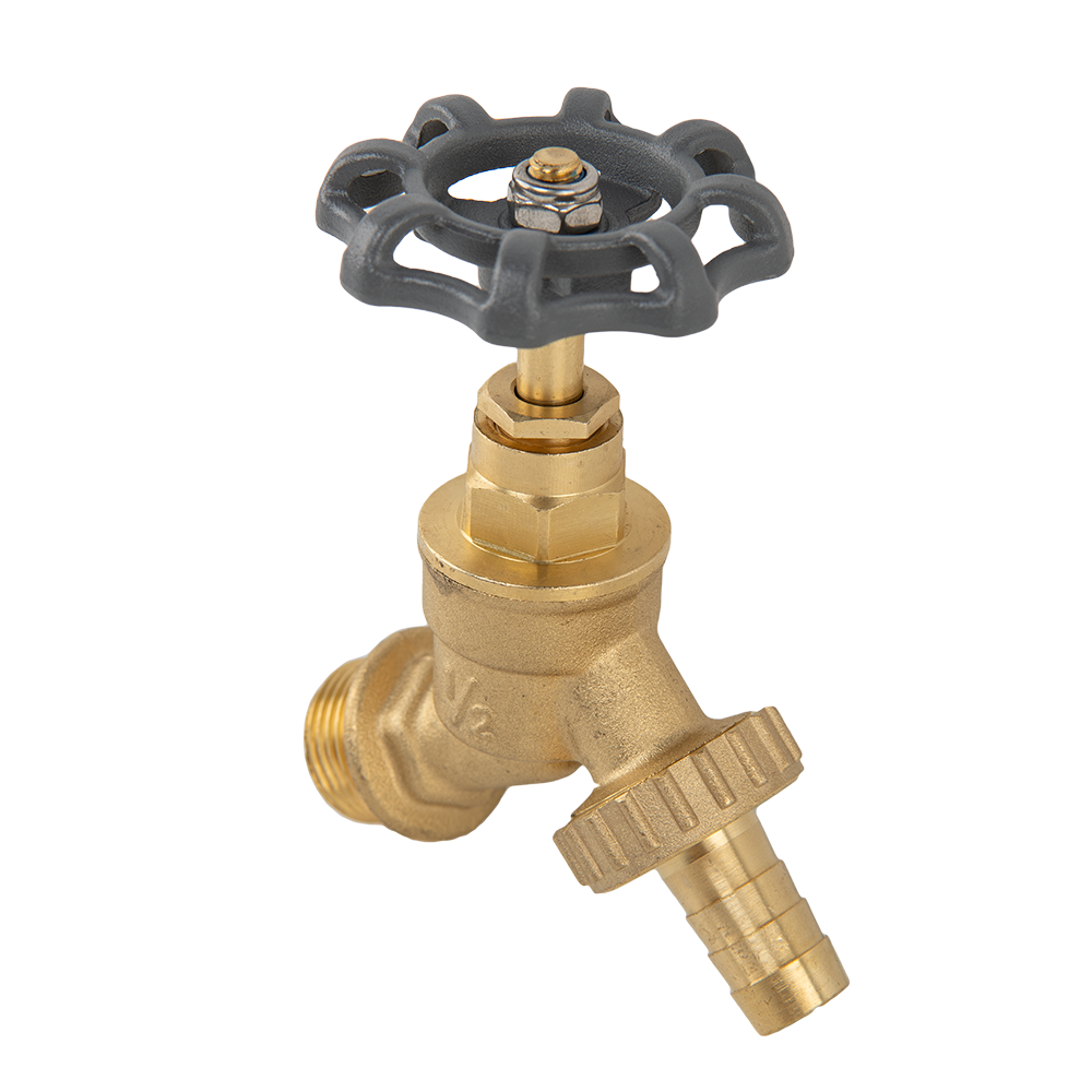 Kran mosiężny GZ 1/2" x GZ 3/4" do węża 13 mm z okrągłą rączką ROUND HANDLE, trwały i wygodny | BR-KRH1234