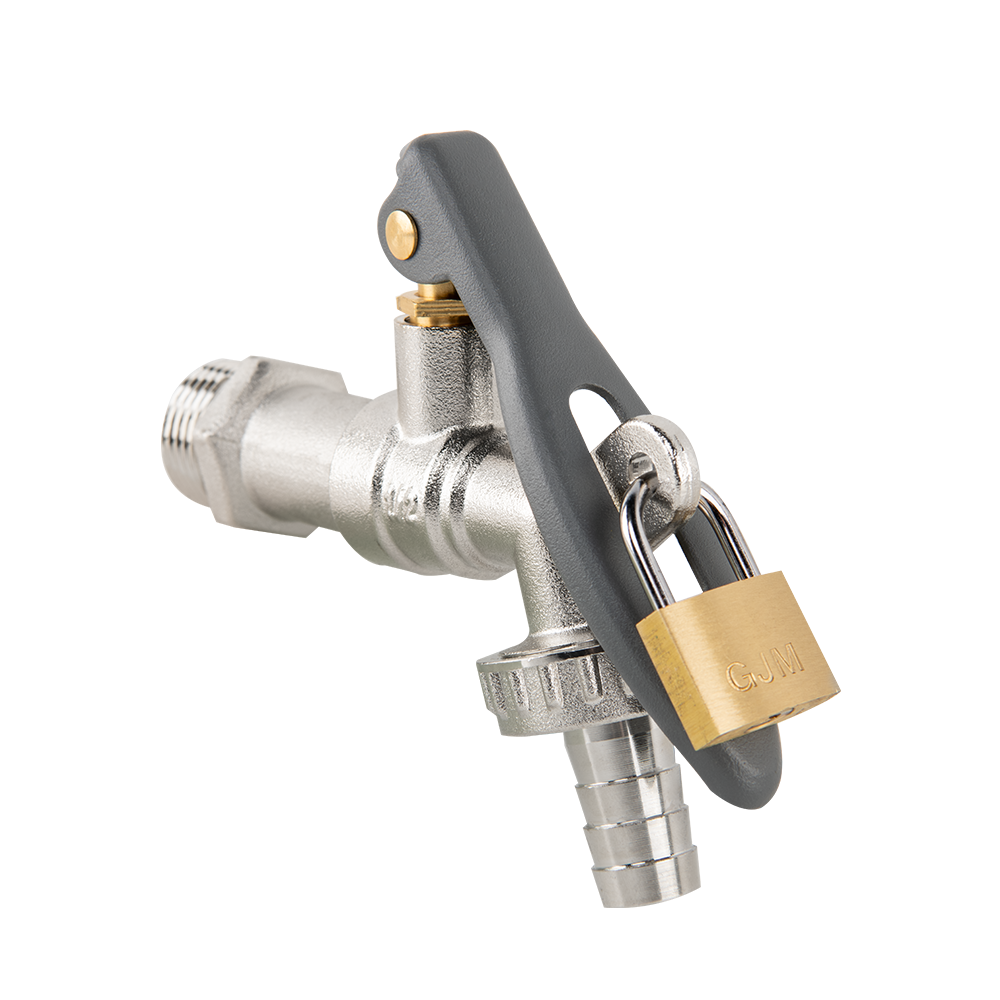Kran z blokadą GZ 1/2" x GZ 3/4" do węża 13 mm, trwały i wygodny w użyciu | BR-KLS1234