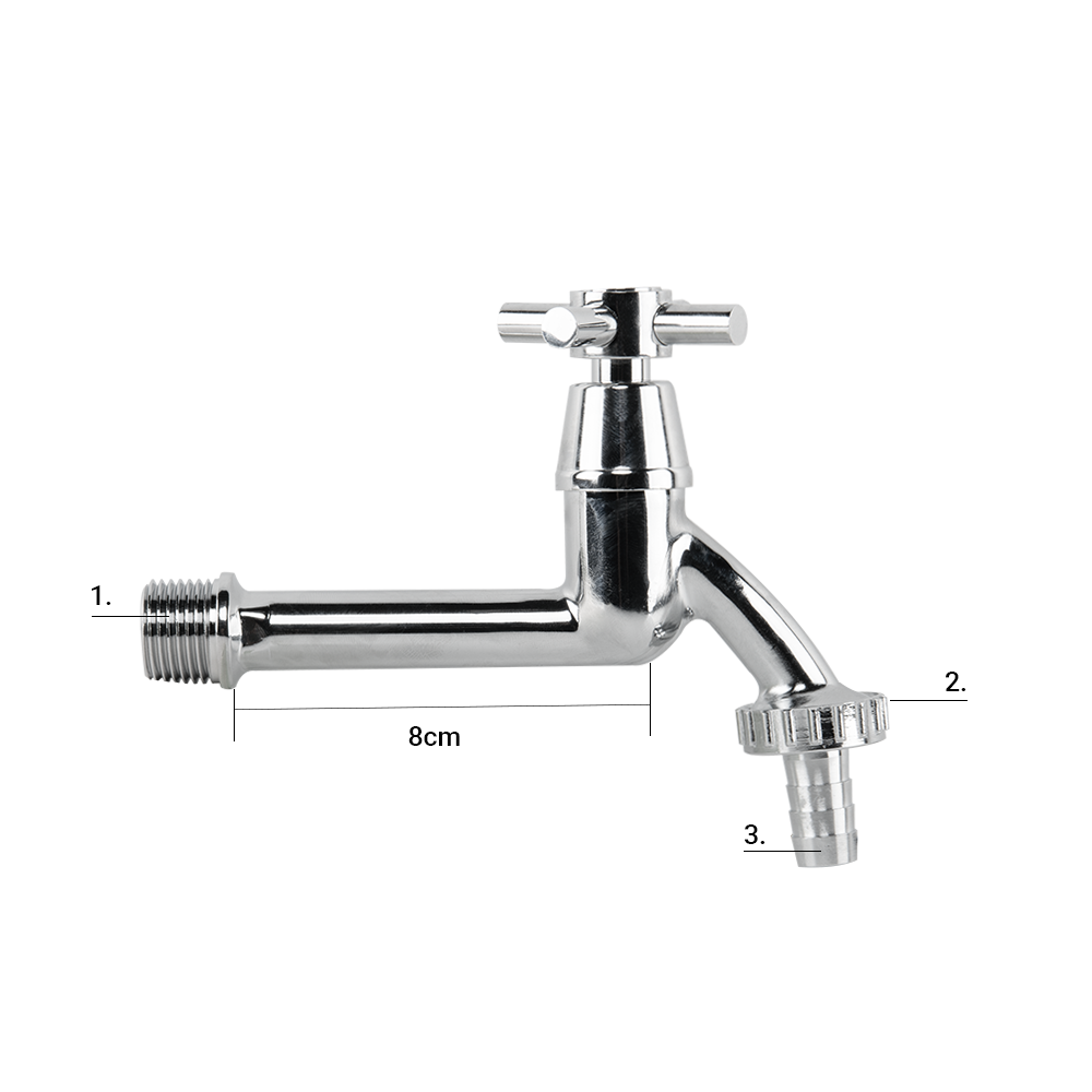 Kran GZ 1/2" x GZ 3/4" do węża 1/2" z długą rączką CROSS HANDLE LONG, trwały i wygodny w użyciu | GKK0T123413L