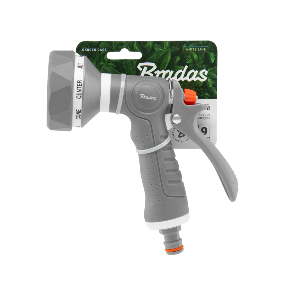 Pistolet 9‑funkcyjny WHITE LINE  z regulowanymi trybami strumienia do podlewania ogrodu DIAMOND  | WL-EN13TK
