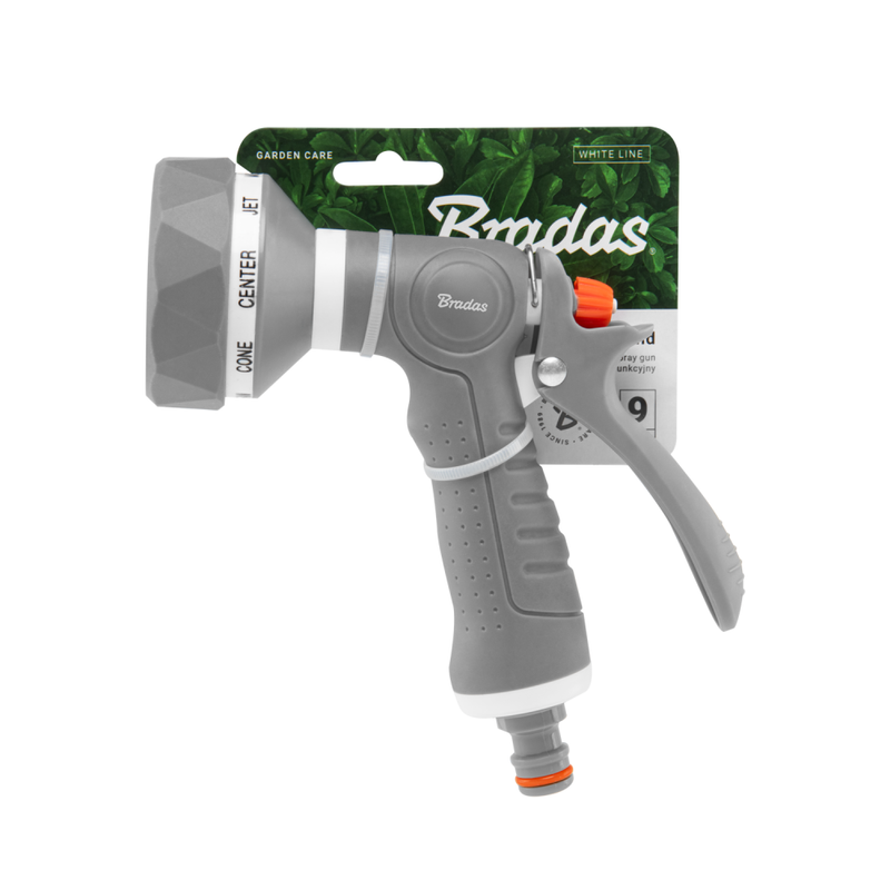 Pistolet 9‑funkcyjny WHITE LINE  z regulowanymi trybami strumienia do podlewania ogrodu DIAMOND  | WL-EN13TK
