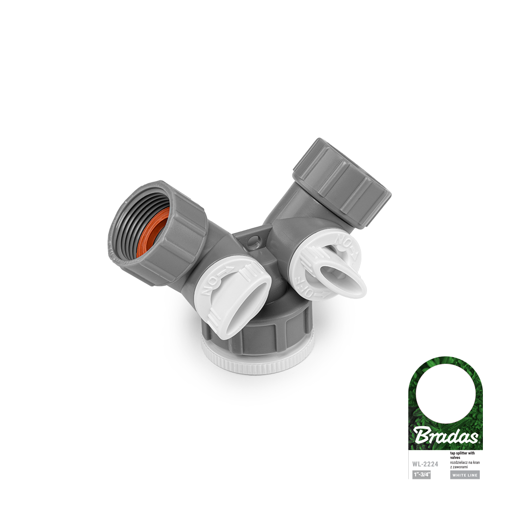 Trójnik z zaworami GW 1"/3/4" – 2x GW 3/4" WHITE LINE  do wygodnego rozdzielania i regulacji wody | WL-2224