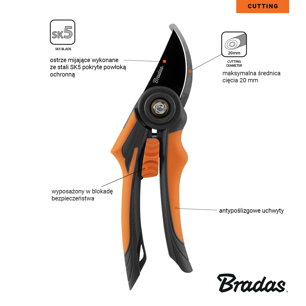 Sekator V-SERIES-D z ostrzem mijającym SK5 do precyzyjnego cięcia gałęzi i krzewów | KT-V1026