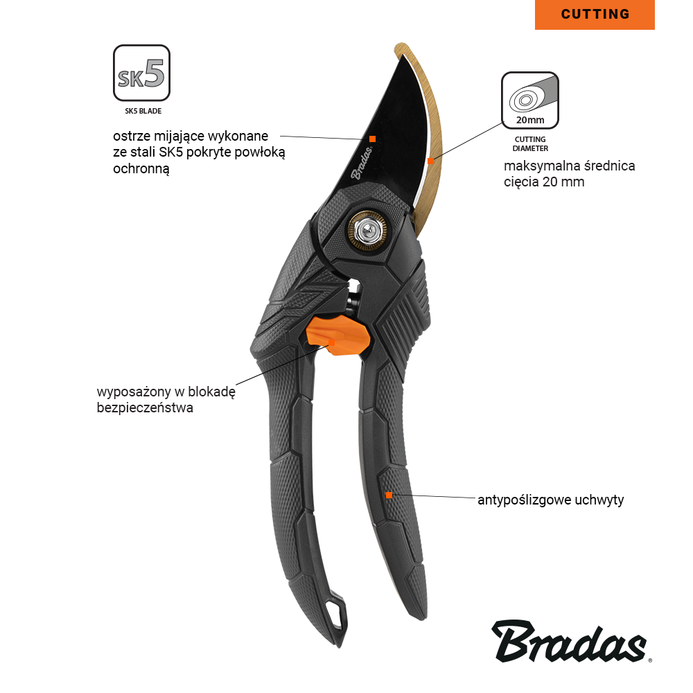 Sekator V-SERIES-D z ostrzem mijającym SK5 do skutecznego cięcia gałęzi i krzewów | KT-V1028