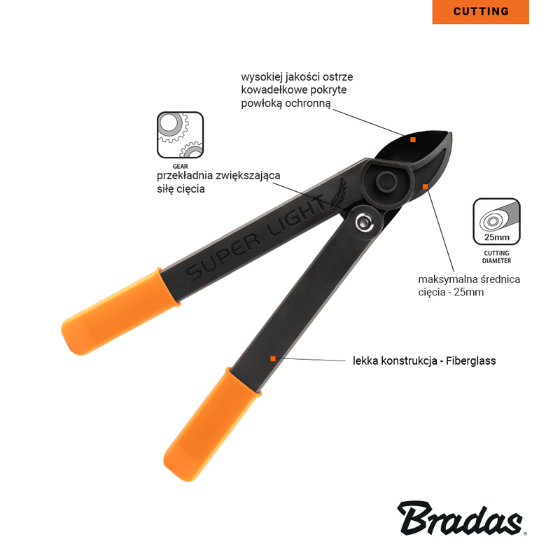 Sekator V-SERIES-D FIBERGLASS do gałęzi z wygodnym uchwytem i trwałą konstrukcją | KT-V1260