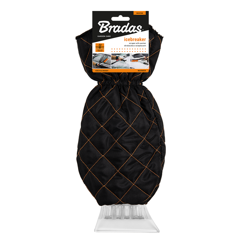 Skrobak do szyb z ocieplaczem w kolorze czarnym, wygodny i wytrzymały | ICE312/303GY
