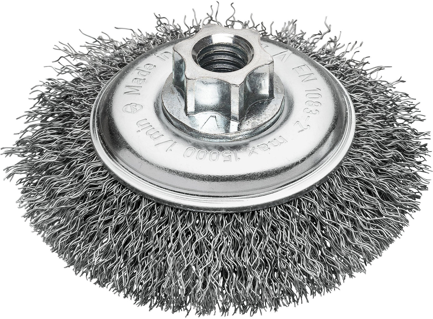 Stalowa szczotka doczołowa M14 100mm posiadająca karbowany drut 0.35mm do czyszczenia | 4932501748