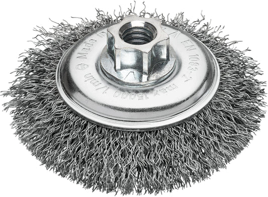 Stalowa szczotka doczołowa M14 100mm posiadająca karbowany drut 0.35mm do czyszczenia | 4932501748