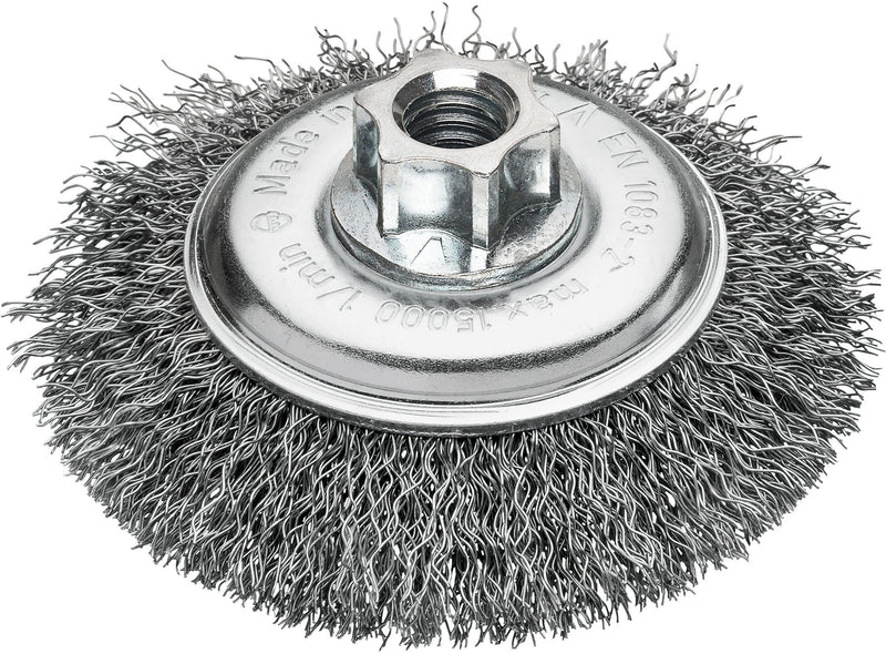 Stalowa szczotka doczołowa M14 100mm posiadająca karbowany drut 0.35mm do czyszczenia | 4932501748