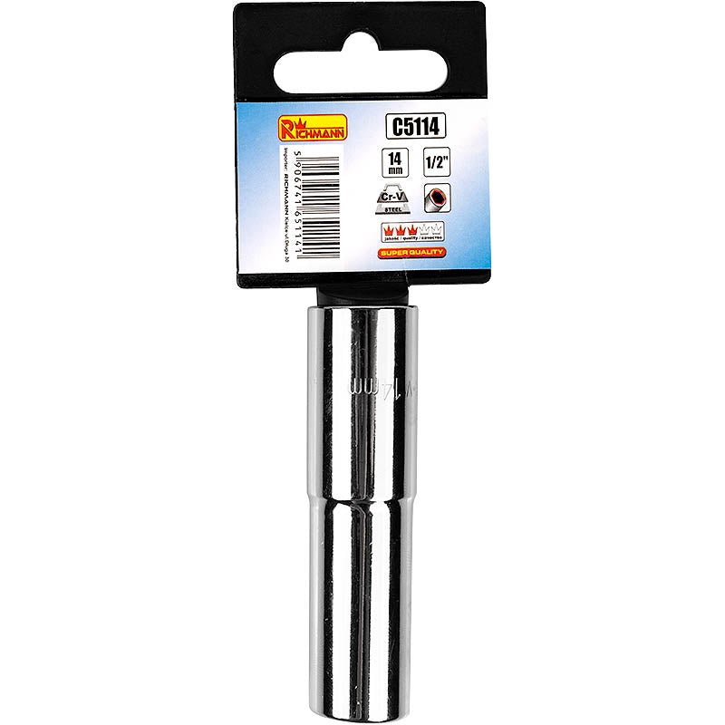 Nasadka 1/2" długa 6-kątna CR-V 16 mm | C5116 - Centrum Techniczne Gałązka