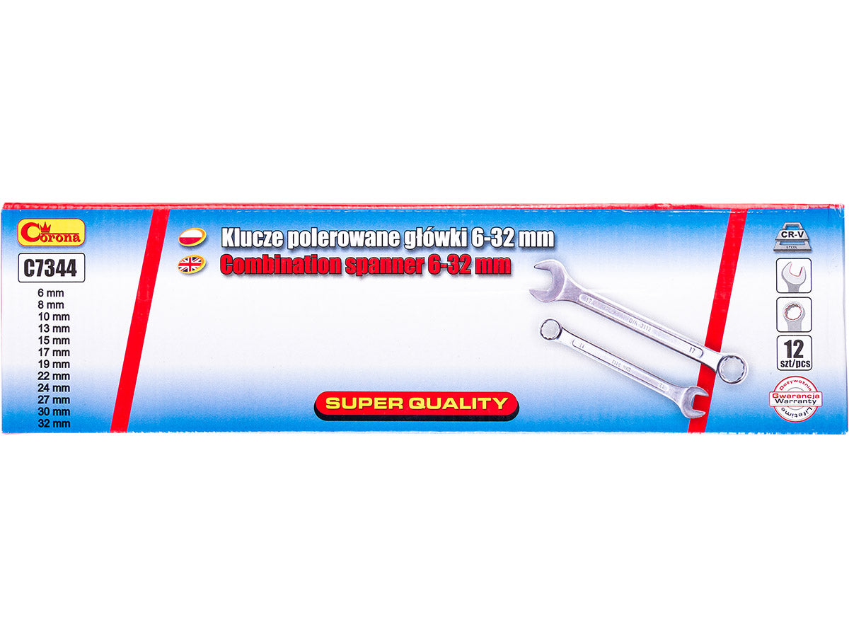 Klucze płasko-oczkowe, 6-32 mm zestaw 12 el. | C7344 - Centrum Techniczne Gałązka