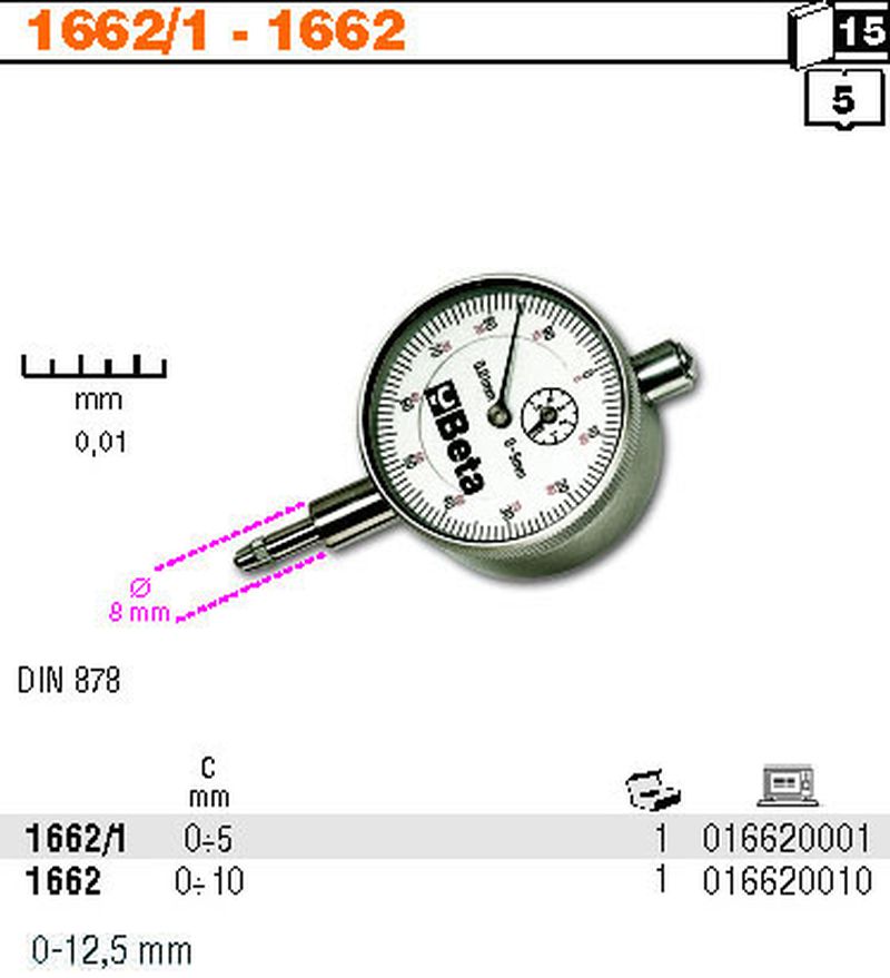 Czujnik zegarowy 0-5mm | 1662/1 - Centrum Techniczne Gałązka