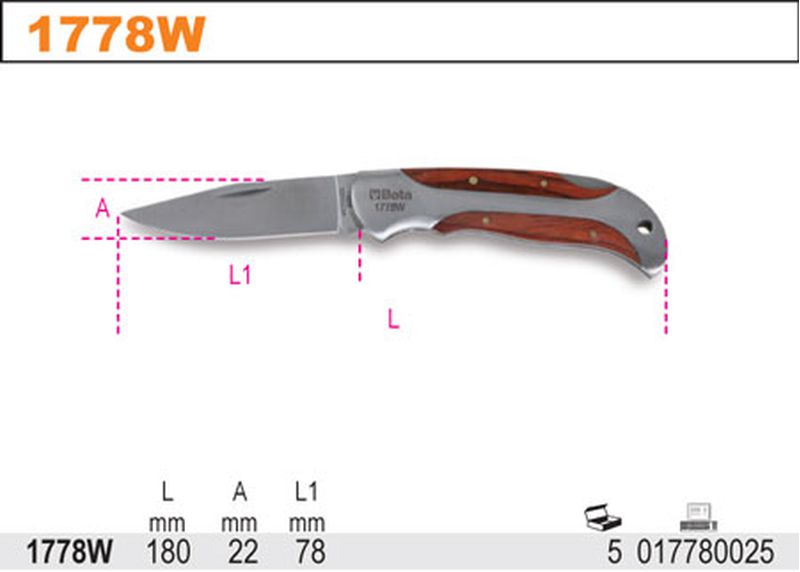 Nóż składany ostrze ze stali nierdzewnej 180mm | 1778W - Centrum Techniczne Gałązka