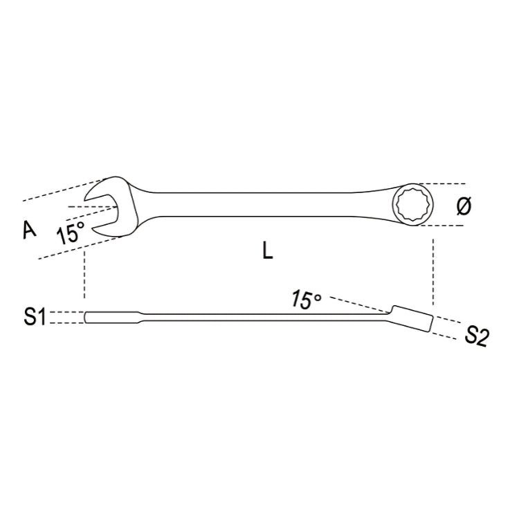 Komplet kluczy płasko-oczkowych chromowanych calowych 1/4" - 1" 13szt. | 42AS/13
