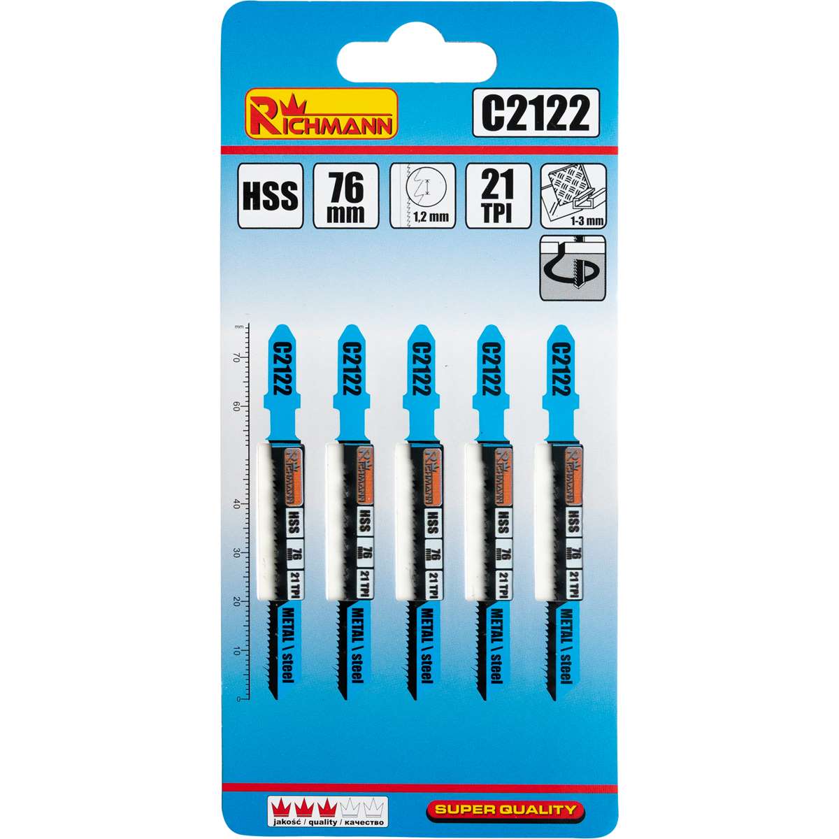 Brzeszczot do wyrzynarki metal "T" HSS 76 mm ,21 tpi,krzywe cięcie (t218a) 5 szt. | C2122 - Centrum Techniczne Gałązka