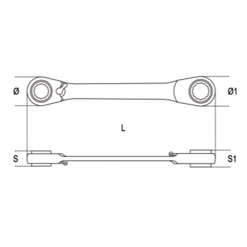 Klucz oczkowy 2 stronny z grzechotką 12-kąt calowy 9/16"x5/8" | 195AS/9/16X5/8