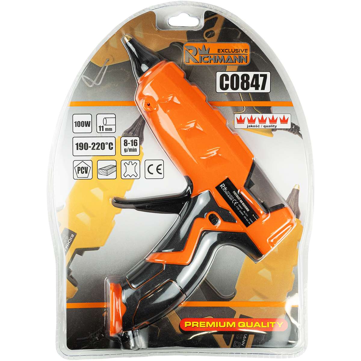 Wydajny pistolet do kleju 11mm o mocy 100W zapewniający szybkie nagrzewanie | C0847
