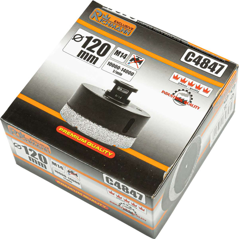 Wytrzymała otwornica diamentowa 120mm M14 przeznaczona do twardego gresu | C4847