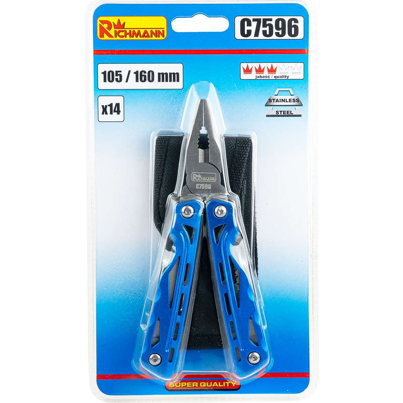 Kompaktowy multitool 160mm 14 elementów - do warsztatu i na wyprawy | C7596