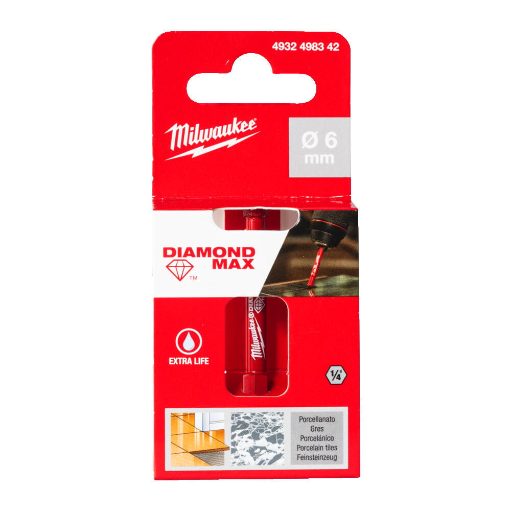 Wytrzymałe wiertło 6 mm Diamond Max zapewniające szybkie wiercenie w płytkach | 4932498342