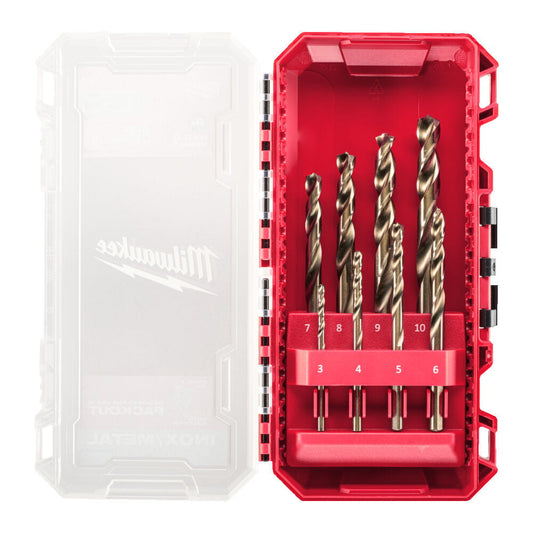 Wytrzymały komplet 8 wierteł kobaltowych HSS-Co zamknięty w kasecie Packout | 4932499256