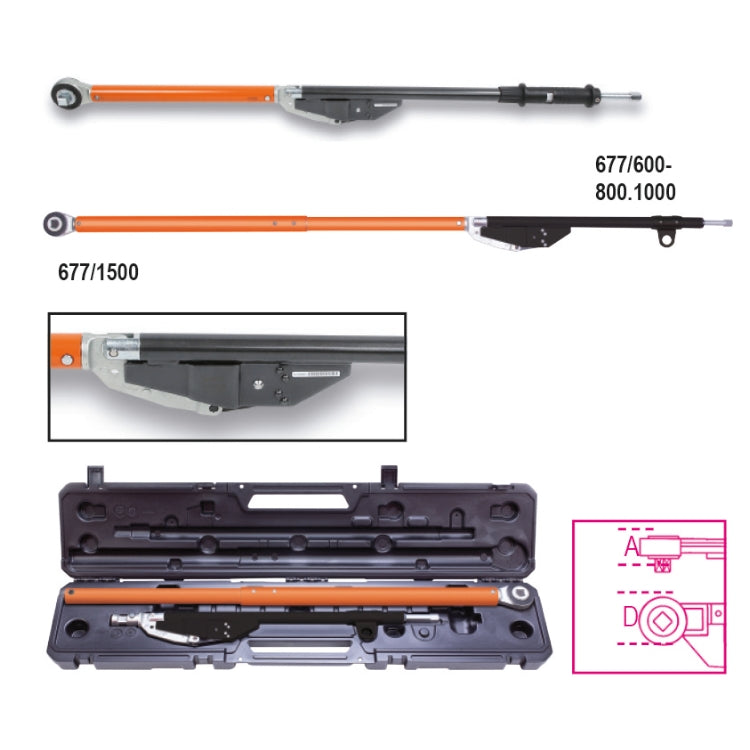 Klucz dynamometryczny łamany z przepychanym zabierakiem 677/C1000 w pudełku | 677/C1000 - Centrum Techniczne Gałązka