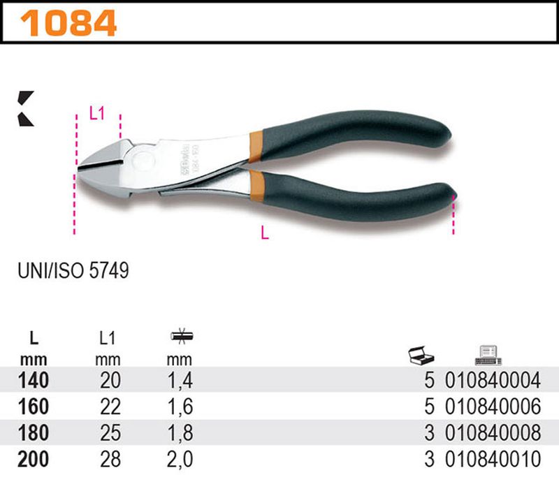 Szczypce tnące boczne wzmocnione 200mm pokryte podwójną warstwą PCW |1084/200 - Centrum Techniczne Gałązka