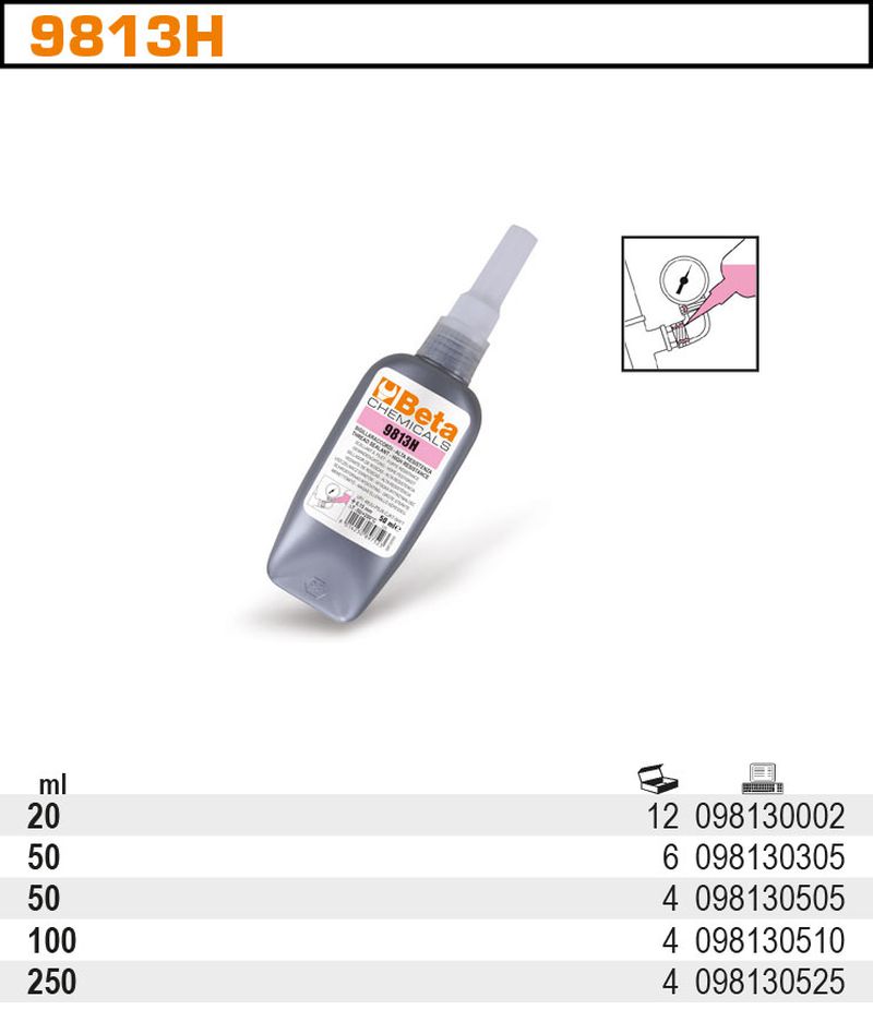 Uszczelniacz gwintów, o dużej sile łączenia 50ml | 9813H/50DM - Centrum Techniczne Gałązka