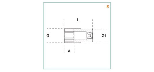 Komplet nasadek długich 1/4" 4-14mm 13szt. | 900L/SB13