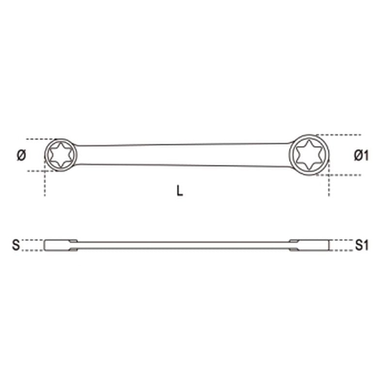 Klucz oczkowy dwustronny dwustronny TORX E10xE12 | 95FTX/10X12