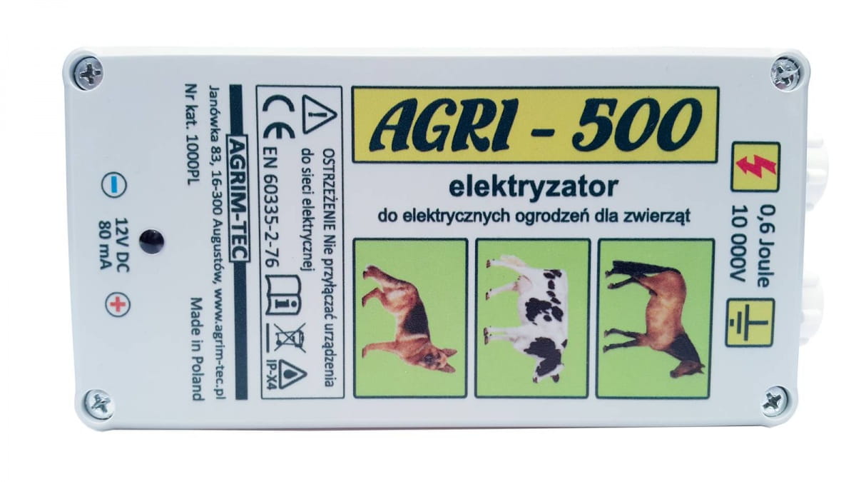 Elektryzator pastuch AGRI-500 0,4J akumulatorowy 12V | 1000PL