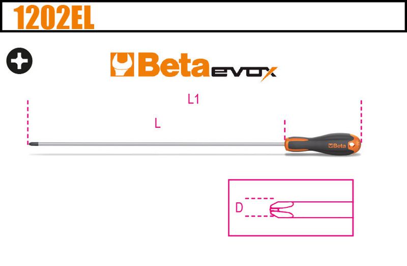 Wkrętak krzyżowy dł.EVOX PH1x4,5x400mm | 1202EL/PH1X400