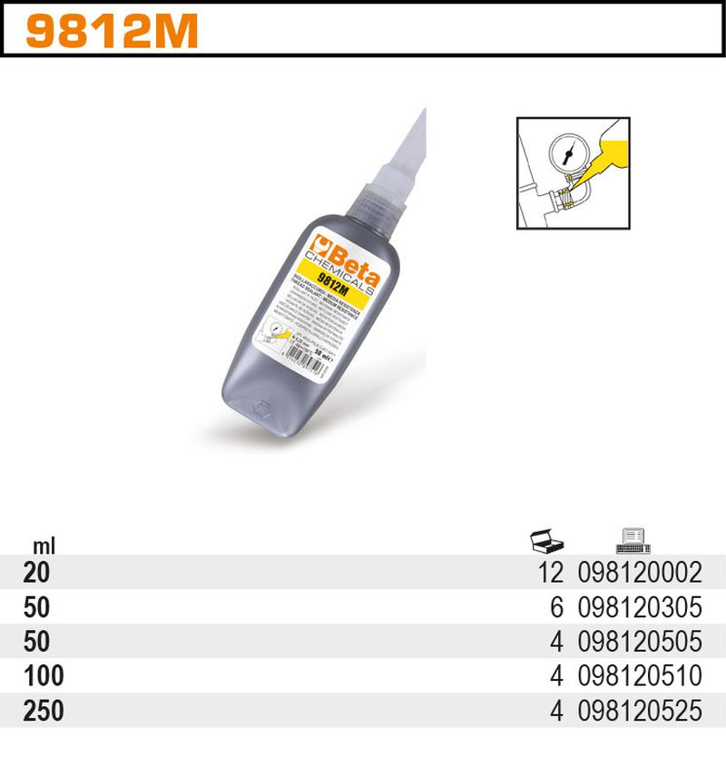 Uszczelniacz gwintów, o średniej sile łączenia 50ml | 9812M/50DM - Centrum Techniczne Gałązka