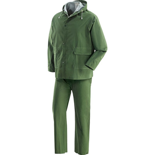 KOMPLET PRZECIWDESZCZOWY ZIELONY ROZMIAR XL PE/PCW KURTKA + SPODNIE BNR| 462009/XL