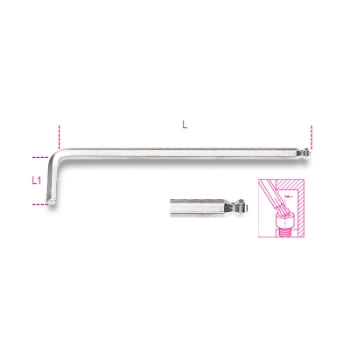 Klucz trzpieniowy długi z kulistą końcówką 2.5mm | 96LBP/2.5 - Centrum Techniczne Gałązka