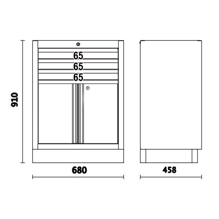 Moduł stały z 3 szufladami i szafką 2-drzwiową system C45PRO | 4500/C45PRO/M3A