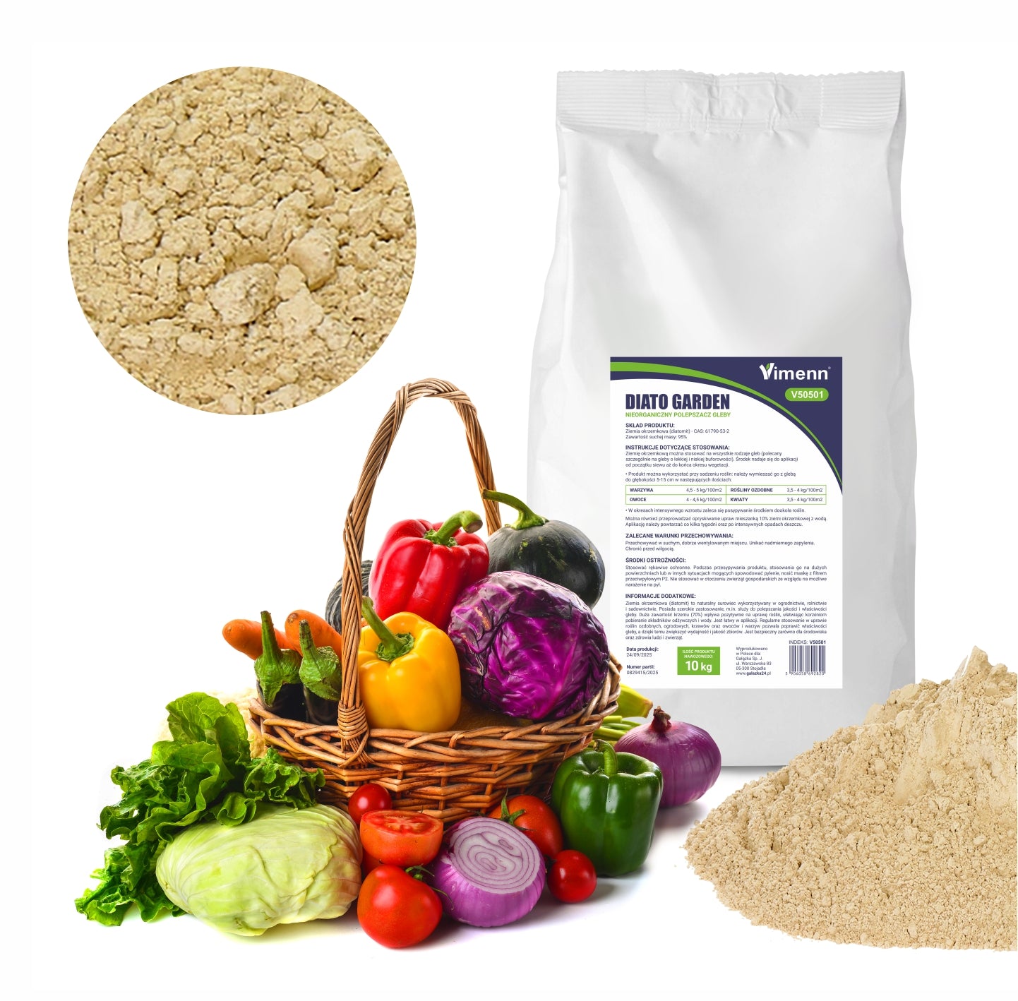 ZIEMIA OKRZEMKOWA DLA ROŚLIN NAWÓZ ŚLIMAKI MRÓWKI MSZYCE DIATOGARDEN 10kg | V50501