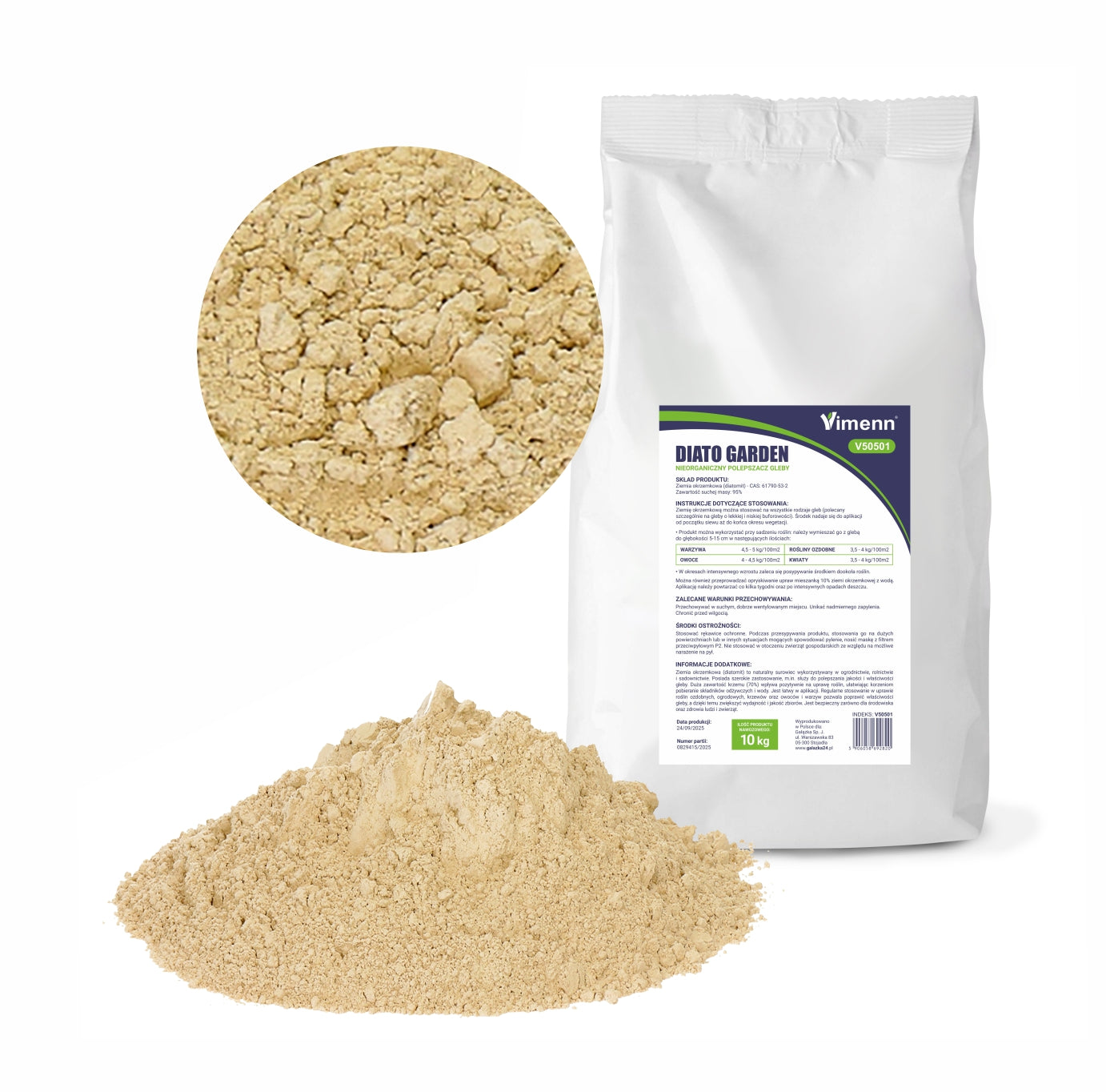 ZIEMIA OKRZEMKOWA DLA ROŚLIN NAWÓZ ŚLIMAKI MRÓWKI MSZYCE DIATOGARDEN 10kg | V50501