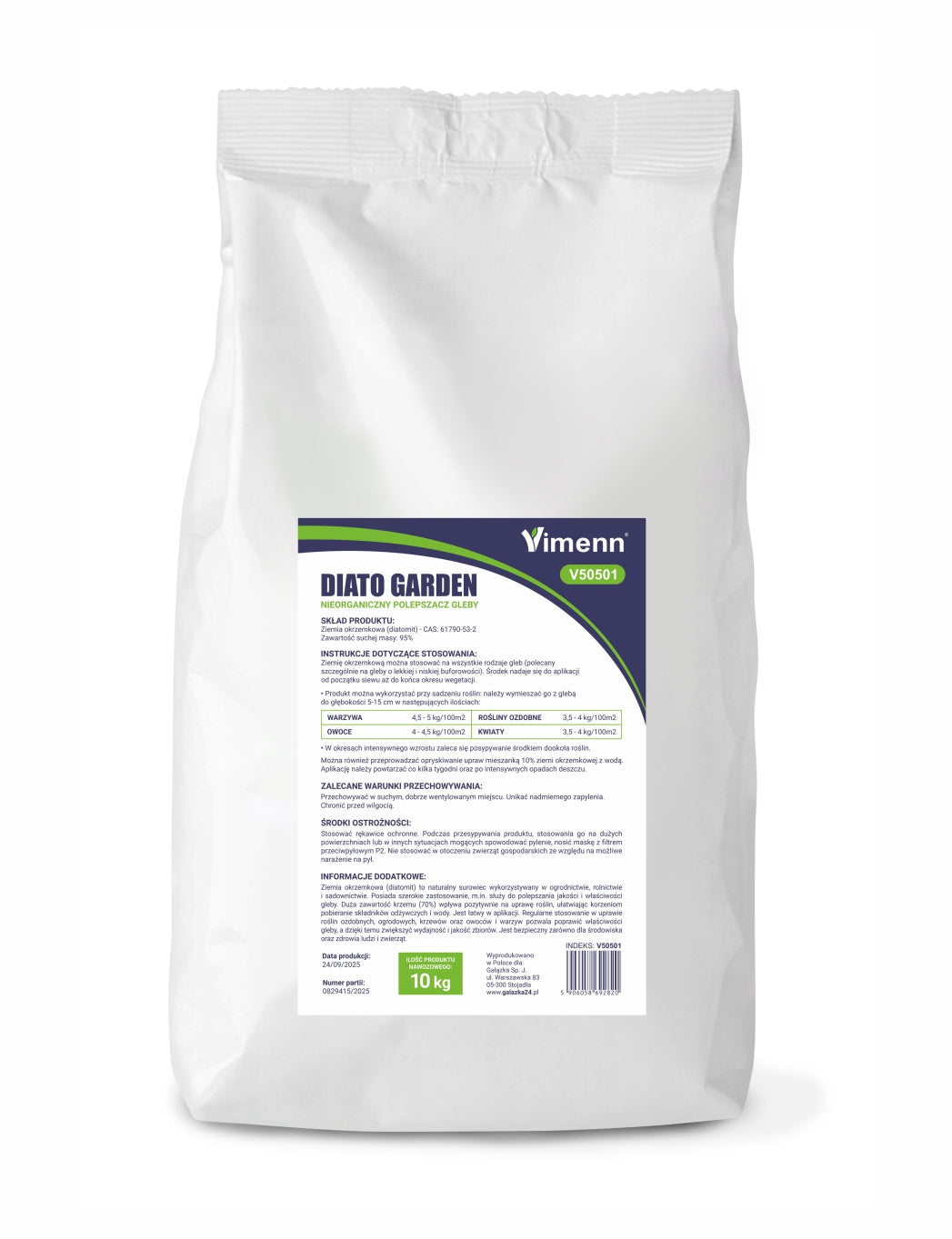 ZIEMIA OKRZEMKOWA DLA ROŚLIN NAWÓZ ŚLIMAKI MRÓWKI MSZYCE DIATOGARDEN 10kg | V50501