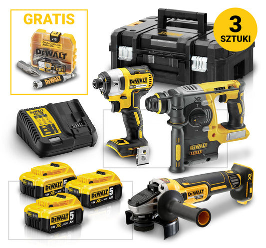 DEWALT ZESTAW COMBO 3SZT NARZĘDZI 3X5AH 18V DCK305P3T | DCK305P3T