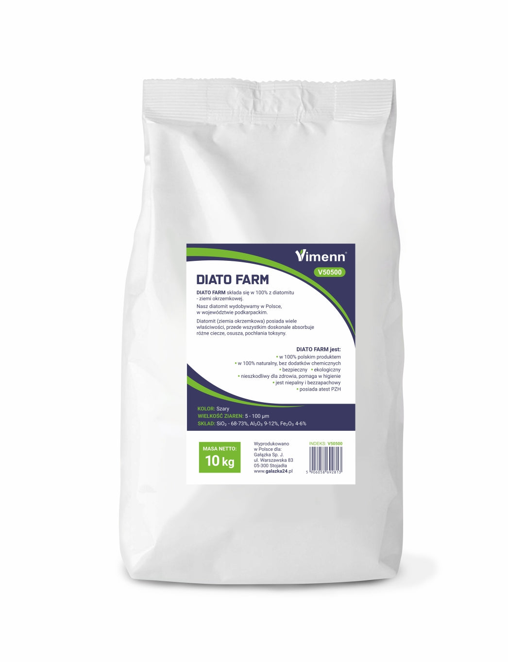 ZIEMIA OKRZEMKOWA DLA DROBIU KUR CHOROBY PTASZYŃCA PASOŻYTY DIATOFARM 10kg | V50500