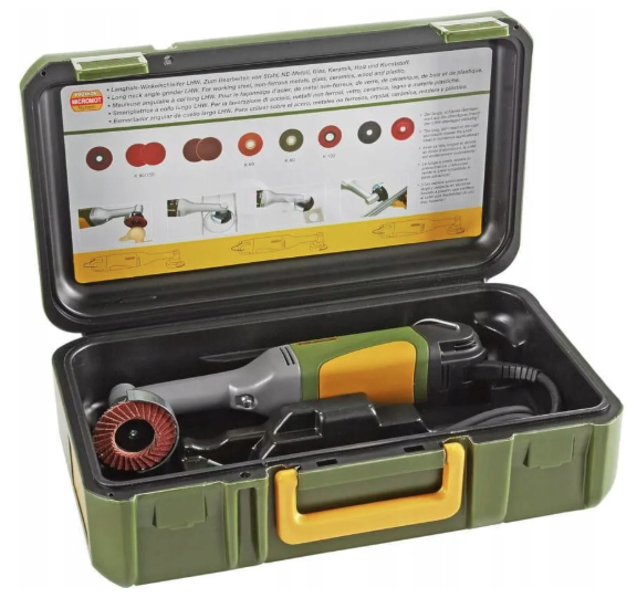 SZLIFIERKA KĄTOWA MINI DO GRESU DŁUGA SZYJA W WALIZCE LHW | 28547