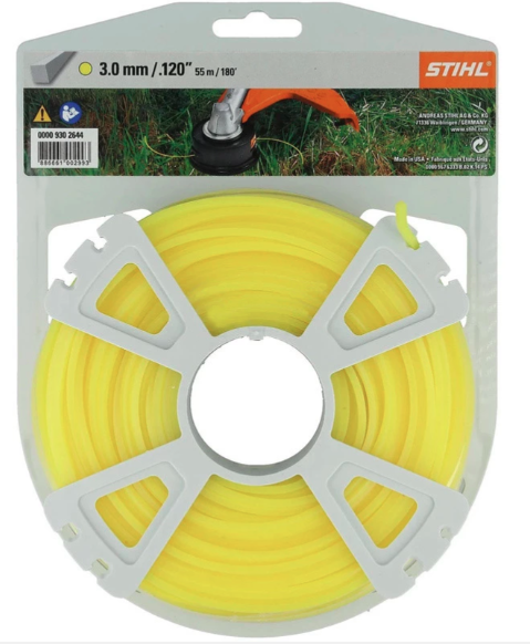 Żyłka kwadratowa STIHL 3,0 mm 53 m żółta do podkaszarki zapewnia trwałe i wydajne koszenie trawy | 0000-930-2644
