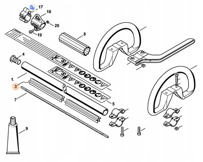 Rura łożyskowa do wykaszarki, zapewniająca płynne obracanie wałka napędowego | 4137-711-7302