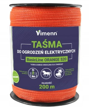 Taśma ogrodzeniowa BasicLine S20 200m pomarańczowa do pastucha  | V30015