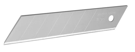 Ostrza łamane 25 mm, 10 sztuk na karcie, do nożyków i precyzyjnego cięcia | 0-11-325