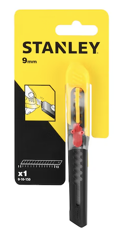 Nóż 9 mm łamany w obudowie ABS do precyzyjnego cięcia papieru i folii  | 0-10-150