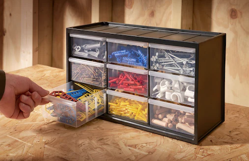 Organizer stojący z 9 szufladami do przechowywania narzędzi i drobnych akcesoriów | 1-93-978