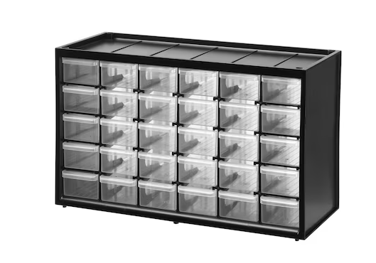 Organizer stojący z 30 szufladami do przechowywania narzędzi i drobnych akcesoriów w warsztacie| 1-93-980